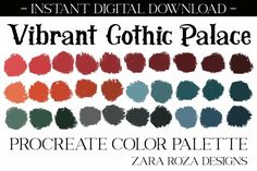 an image of the vibrant gothic palace color palette for instant digital paint and watermarking