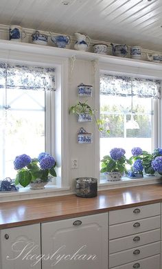 there are pictures of flowers in the window sill