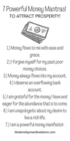 Money Mantras, Spiritual Manifestation, Wealth Affirmations, Daily Positive Affirmations, Law Of Attraction Affirmations, Manifestation Journal, Manifesting Money, Positive Self Affirmations, Money Affirmations