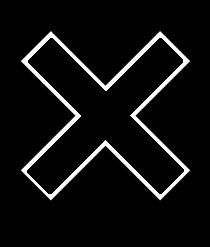 a white x on a black background