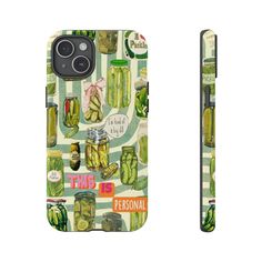 this is personalized phone cases with pickles on the front and back covers for phones