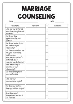 Printable Marriage Counseling Worksheets Couple Communication Worksheets, Marriage Communication Worksheets, Couple Therapy Exercises, Healthy Communication Worksheets, Diy Marriage Counseling, Free Marriage Counseling Worksheets, Pre Marital Counseling Worksheets, Couple Counseling Worksheets Therapy, Marriage Therapy Questions