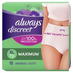 Say goodbye to bulky adult diapers and hello to a smooth and secure fit that looks like real underwear. The form-fitting design hugs your curves with a soft fabric so you can walk with poise and confidence when wearing Always Discreet Incontinence Underwear. The super absorbent core turns liquid and odor to gel, so you feel dry and confident. Plus, the special side LeakGuard design helps stop leaks at the leg, where they happen most. Get incredible protection with Always Discreet Incontinence Un Incontinence Products Woman, Always Discreet, Hug You, Fitness Nutrition, Skin Protection, Irritated Skin, Postpartum, Fragrance Free Products, Baby Shop