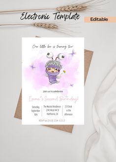 Monsters Inc Birthday Invitation, Digital and Printable, Our little boo is turning two invite by XpressInvites on Etsy Our Boo Is Turning Two Monsters Inc, Our Little Boo Is Turning One, Our Boo Is Turning Two, Monsters Inc Birthday Invitations, Monsters Inc 2nd Birthday Party, Monster Inc Invitation, Boo Monsters Inc Party Ideas, Sullivan Y Boo, Little Boo Is Turning Two