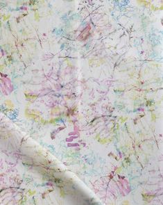 A white fabric with colorful Bosky Toile Fabric Polychrome flowers on it Abstract Art Fabric, Toile Fabric, Luxury Fabrics, Brush Strokes, Bright Pink, Color Options, Printing On Fabric, Abstract Art, Textiles