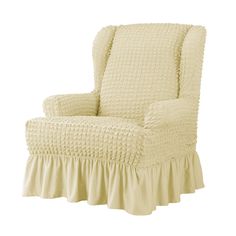 a chair with a ruffled skirt on it