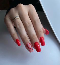 Cute Red Nails, Swirl Nails, Red Acrylic Nails, Red Nail Designs, Red Nail, Top Ideas, Acrylic Nails Coffin Short, Xmas Nails, Chic Nails