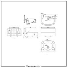 a drawing of a bathroom sink and toilet with the measurements for each piece in it