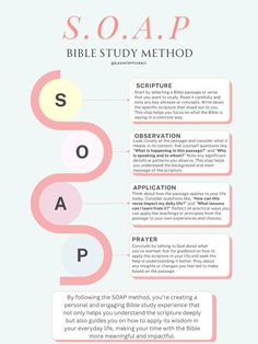 Soap Study Bible method Adulting Advice, Bible Templates, Soap Bible Study Method, Bible Decor, Bible Study Activities, Soap Bible Study, Bible Study Template, Bible Studying