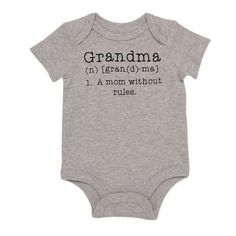 Baby Starters® BWA® Grandma Rules Short Sleeve Bodysuit in Grey | buybuy BABY Show Love, Boy Onesie, Cotton Bodysuit, Grey Baby, Kids Clothes Boys, Mothers Day Shirts, Short Sleeve Bodysuit