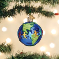 an ornament hanging from a christmas tree