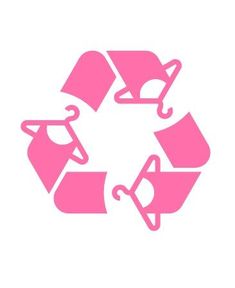 a pink recycle logo on a white background