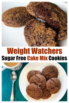 three different pictures with the words weight watchers sugar free cake mix cookies on them