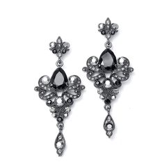 PRICES MAY VARY. LUXURY STYLE: Mariell Beautiful Art Nouveau Jet Black CZ Vintage Chandelier Earrings, Dazzling with Genuine Austrian Crystals in Hematite and Black Diamond PERFECT SIZE: Dramatic Size Earrings Measures 2 3/4" High x 1 1/8" Wide for a Bold Head-Turning Statement, Post Earrings with Comfort Disk Backs QUALITY DESIGN: Stunning Vintage Styling in Glamorous Blend of Black CZ Pear-shaped Gems and mixed Gray tones with Black Hematite Plating MADE WITH LOVE: Designed, Manufactured and P Gray Earrings, Wholesale Earrings, Crystal Chandelier Earrings, Prom Earrings, Cubic Zirconia Jewelry, Plugs Earrings, Cubic Zirconia Earrings, Bridesmaid Earrings, Bridesmaid Jewelry