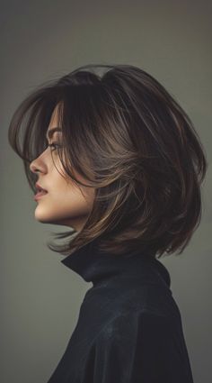 47 Stacked Bob Hairstyles for Fine Hair: Volume and Elegance Bob Hairstyles Volume, Short Haircut Long Bangs, Stacked Bob With Curtain Bangs, Short Bob With Curtain Bangs Round Face, Bob Volume Hair, Subtle Bangs Short Hair, Blowout Bob Hair, Ceo Hairstyles Women, How To Style Long Bob