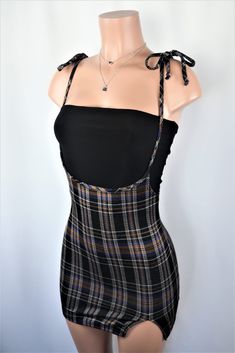 Size: M Outfit Styling, Suspender Skirt, Suspender Dress, Dope Outfits, Clothing Styles, Cheap Dresses, Black Plaid, Fashion Drawing, Well Dressed