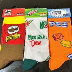 Sock Size 6-12 Shoe Size Pringles Mountain Dew Pez 3pair Look At Pictures For Reference Spiderman Socks, Men's Uniform, Heavy Duty Boots, Mens Novelty Socks, Graphic Design Style, Baseball Socks, Mens Crew Socks, Socks Men, Crazy Socks