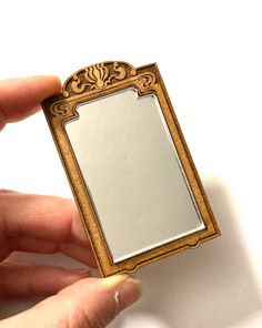 a person holding a small mirror in their hand