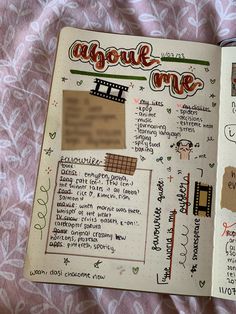 an open notebook with writing on it and some pictures in the pages next to each other