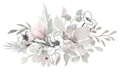 watercolor painting of flowers on white background