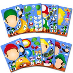 the super mario bros stickers are all in different shapes and sizes, including one for each character