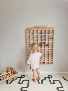 Matchbox Car Storage - Etsy Matchbox Car Storage, Ideas Habitaciones, Toddler Boy Room Decor, Baby Playroom, Toddler Playroom, Toddler Boys Room, Nursery Room Inspiration, Toddler Rooms, Mounted Shelves