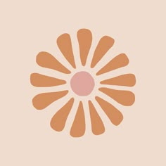 an orange and pink flower on a beige background with the letter o in the center