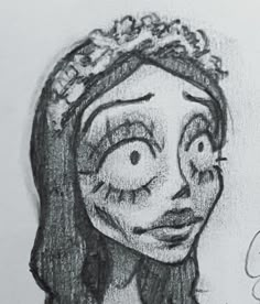 a drawing of a woman with big eyes