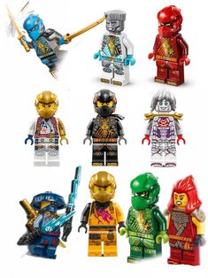 the lego ninjas are all different colors and sizes