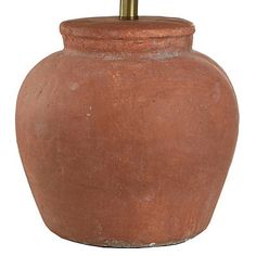 a brown vase with a gold top on a white background