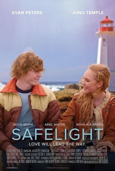 the poster for safelight is shown with two people sitting next to each other and looking at each other