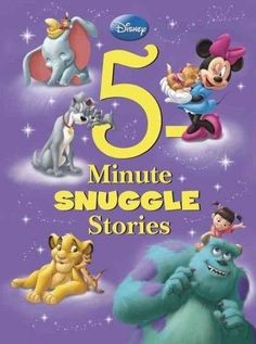 the 5 minute snuggle stories book is shown in front of a purple background