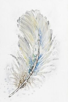 a watercolor painting of a white feather