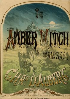 an advertisement for amber and witch magazine, with the title written in black on it