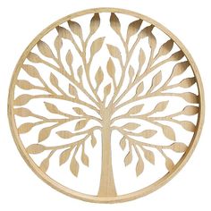 a wooden tree with leaves in a circle