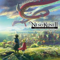 ni no kunji ii the revenant kingdom movie poster with two people looking at a dragon