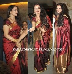 Rekha Sarees, Celebrity Clothing, Ethnic Wedding, Indian Saree Blouse, Saree Silk, Wedding Sarees, Indian Woman, Wedding Saree