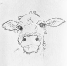 a drawing of a cow looking at the camera