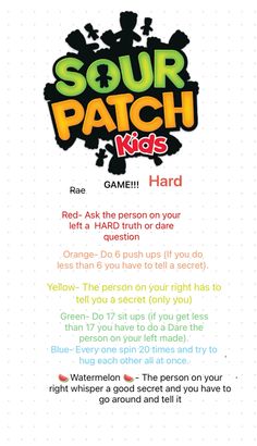 an advertisement for the game sour patch kids