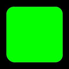 a green square button on a black background with clipping area for text or image