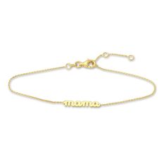 A dazzling "mama" station shimmers elegantly in the center of this meaningful women's bracelet. Fashioned in 14K yellow gold, the adjustable 6.6-inch cable chain secures in place with a lobster clasp. 14k Gold Bracelet For Mother's Day, Minimalist Yellow Gold Bracelets For Mother's Day, Classic Adjustable Yellow Gold Name Bracelet, Personalized 14k Gold Bracelet For Mother's Day, Custom Name Yellow Gold Bracelet For Mother's Day, Adjustable Name Bracelet As Gift For Mom, Gold Name Bracelet As Gift For Mom, Elegant 14k Gold Name Bracelet For Mother's Day, Adjustable 14k Yellow Gold Name Bracelet