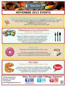 the flyer for an event is shown with information about food and drink items on it