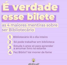 a purple poster with the words, e verdade esse biete as 4 maiores mentiras sob sere