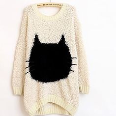 =^.^= Sweater Long Cat, Cat Clothing, Cat Things, Women Outerwear, Cat Fashion, Kawaii Cat, Sweaters Online, Cat Clothes, Women's Sweaters