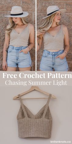 the free crochet pattern for this cropped tank top is perfect for summer