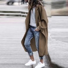 High Street Solid Color Long Overcoat · KoKo Fashion · Online Store Powered by Storenvy Winter Outfits Elegant, Minimalisticky Chic, Comfortable Casual Outfits, Long Outerwear, Mode Mantel, Fall Fashion Coats, Mode Shoes, Boho Mode, Best Casual Outfits