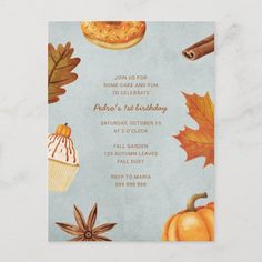 an autumn themed birthday party with donuts and leaves