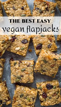 the best easy vegan flapjacks made with oats, raisins and pumpkin seeds