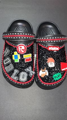 Customized Crocs by Majorbandscharms. Made to order. Junk Crocs, Charm Socks, Blinged Crocs, Bedazzled Crocs, Taylor Swift Shoes, Crocs With Charms, Bling Crocs, Black Lace Wedding Dress, Black Lace Wedding