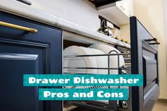 a dishwasher that is open in a kitchen